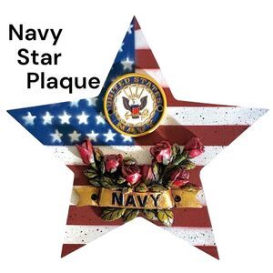 NWOT Montana West US Navy Tribute Star Wall Flag Rose Plaque